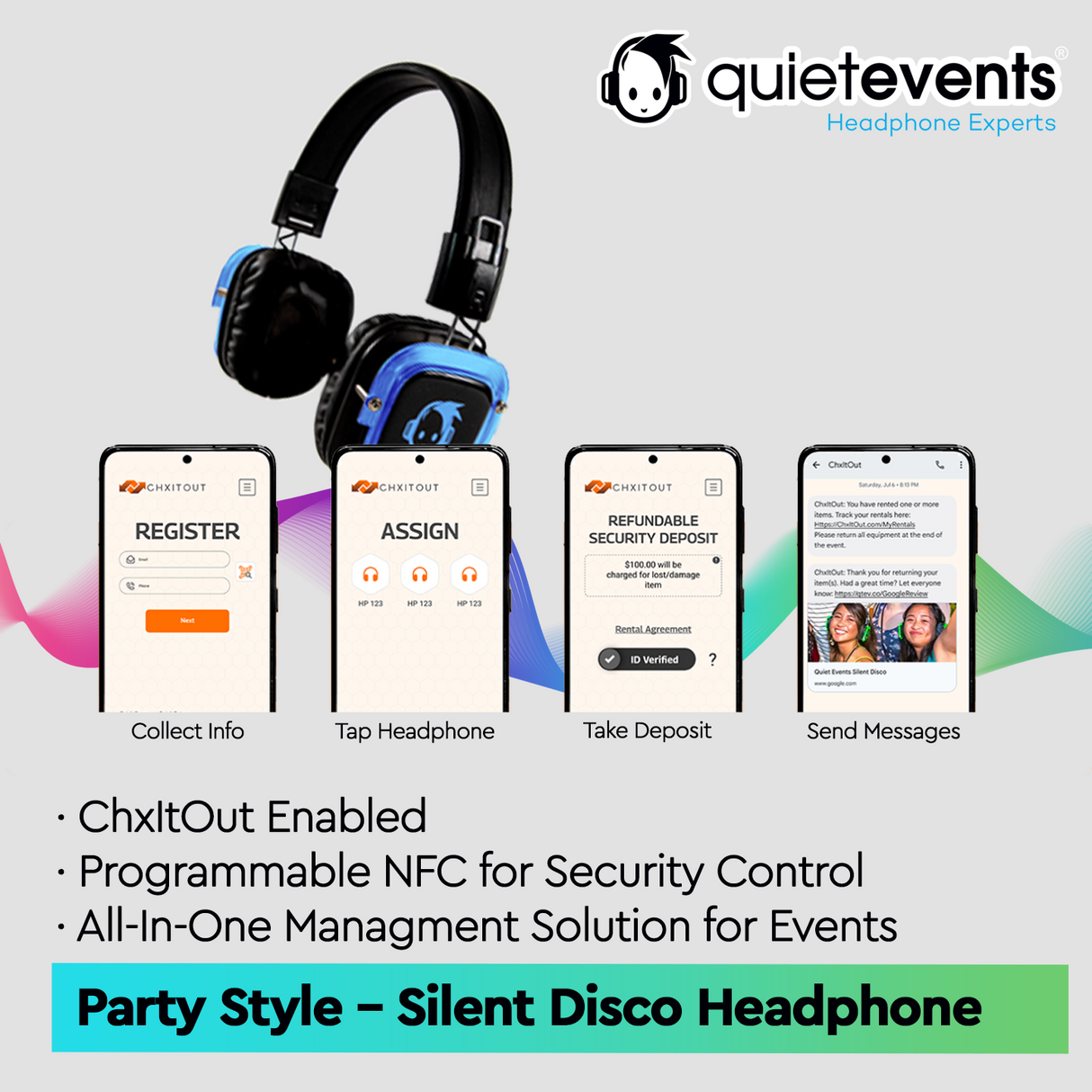 Pulse Party (3CH) - Silent Disco Headphone