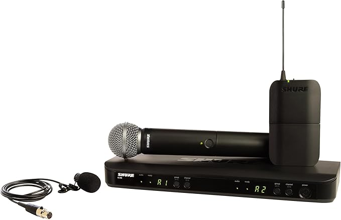 Shure BLX1288 Wireless Microphone System, Handheld & Lavalier Mics, Dual Channel Receiver