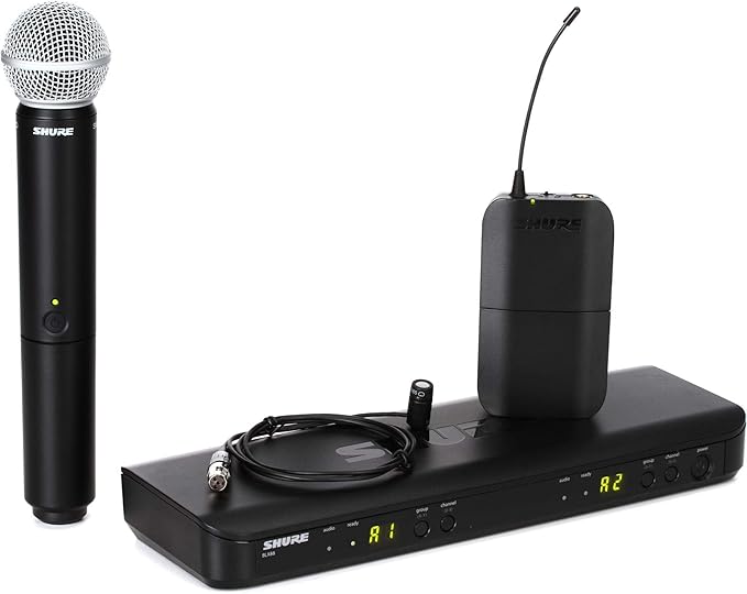 Shure BLX1288 Wireless Microphone System, Handheld & Lavalier Mics, Dual Channel Receiver
