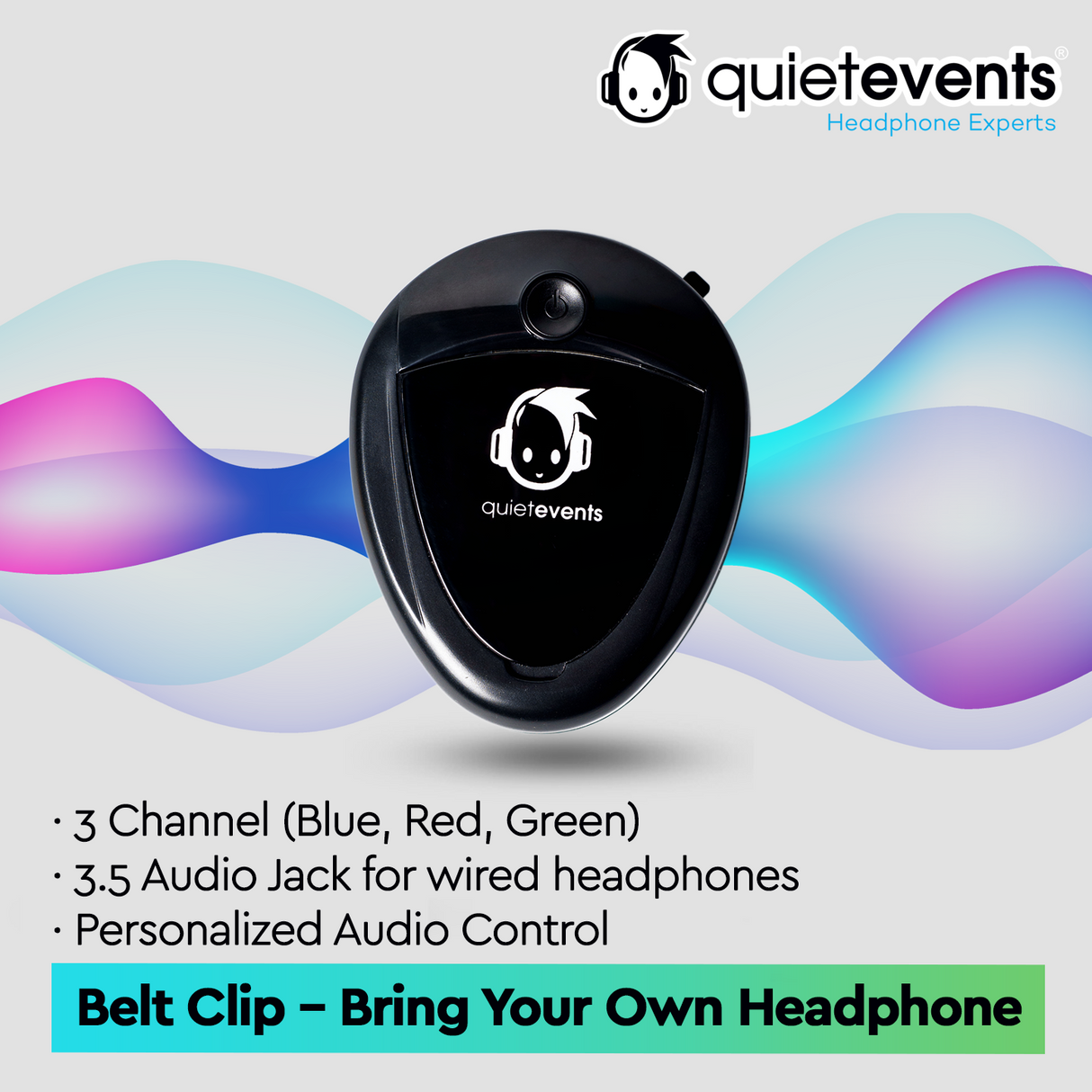 Pulse Belt Clip (3CH) - Silent Disco Bring Your Own Headphone