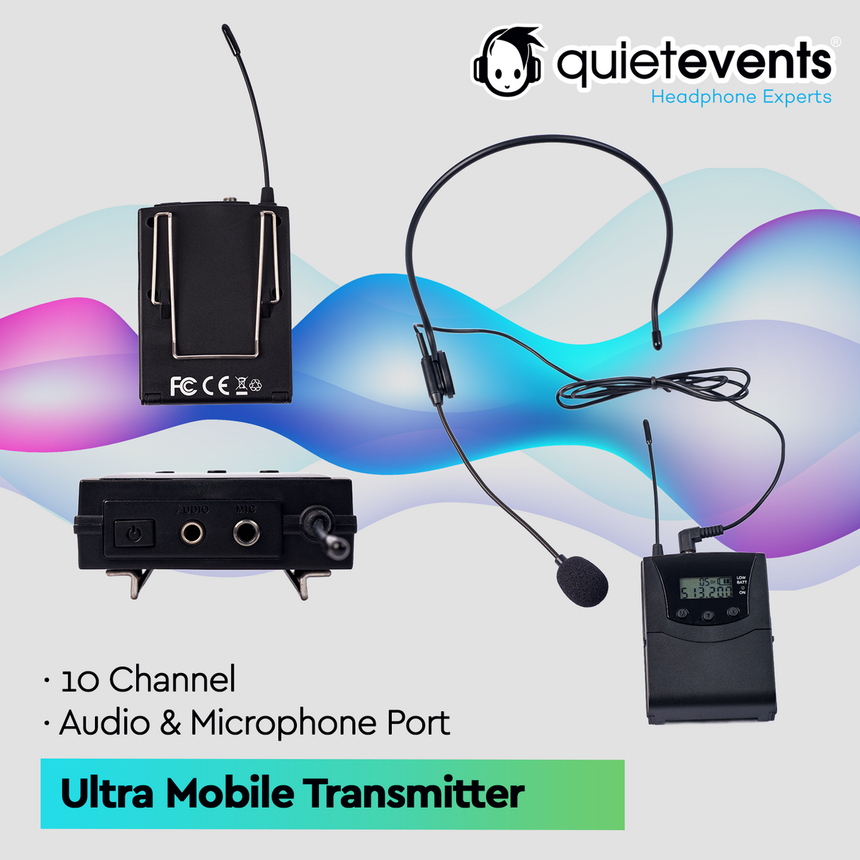 Fitness Bundle - 10 Headphones + 1 Transmitter Silent Disco Bundle (Ultra1 900 10CH)