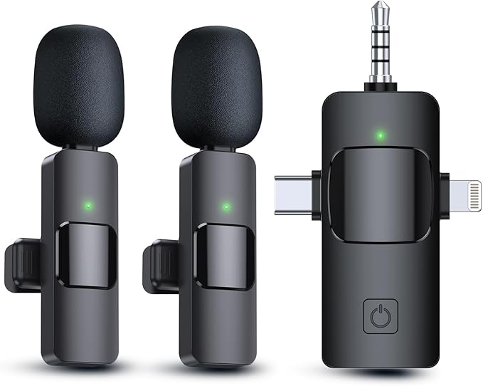 Mini Wireless Dual Lavalier Microphones (4.5 hour battery)