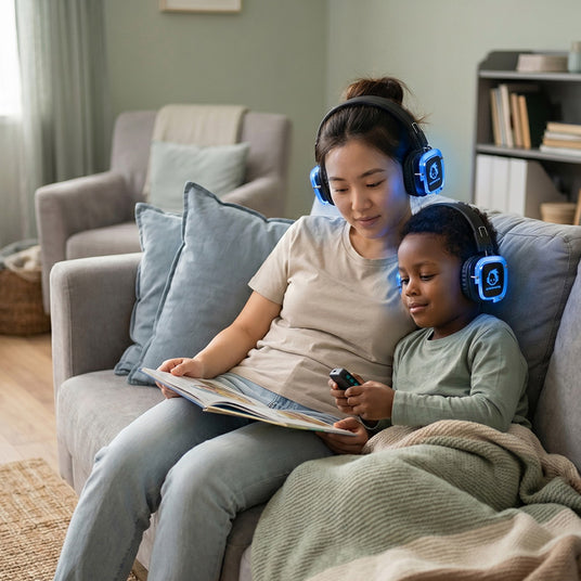 Neurodivergent-friendly silent headphones with adjustable volume and lights-off option