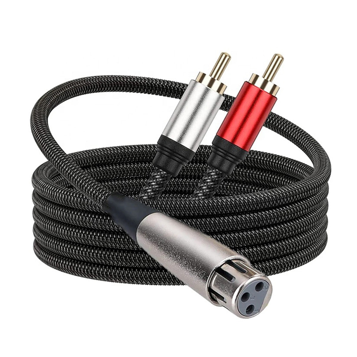 XLR Female to Dual RCA Male Y Splitter Patch Cable (5 ft) – 3-Pin XLR to 2 RCA Stereo Adapter