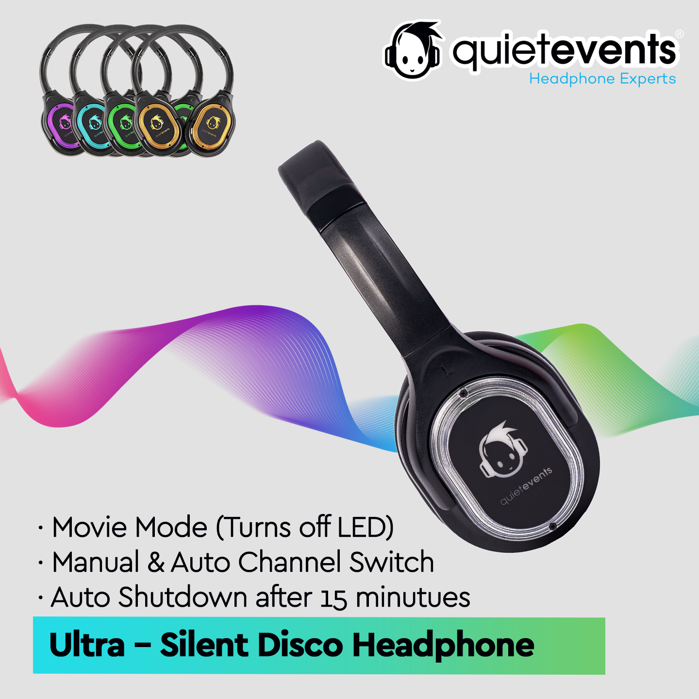 Conference & Meetings Bundle  - 100 Headphones  + 5 Transmitters Silent Disco Bundle (Ultra1 900 10CH)