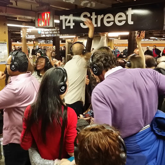Urban event near residential buildings where sound management matters