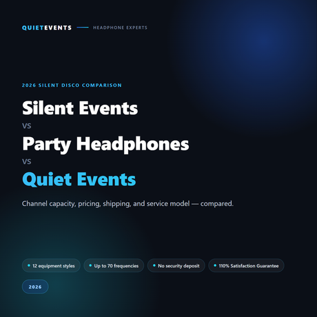 Silent Events vs Party Headphones vs Quiet Events (2026 Comparison)