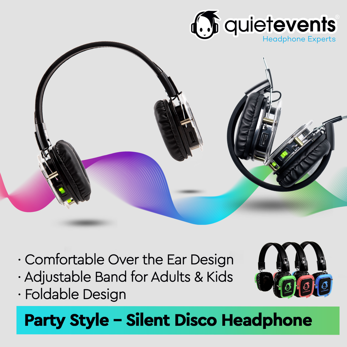 Silent Disco Headphone (P) - 3 CH Party