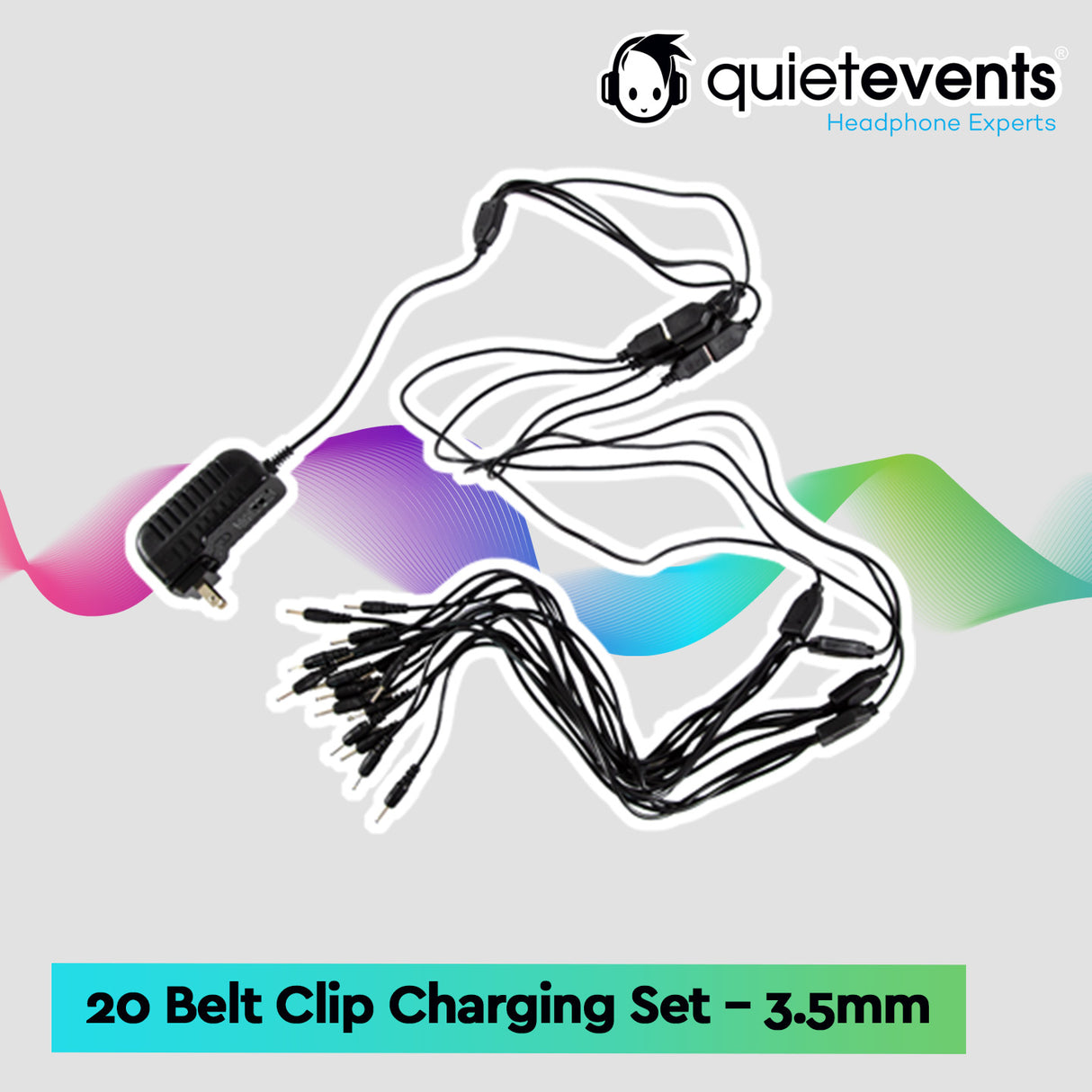 AC Wall Power Adapter to 3.5mm - 20 Belt Clip Charging Set