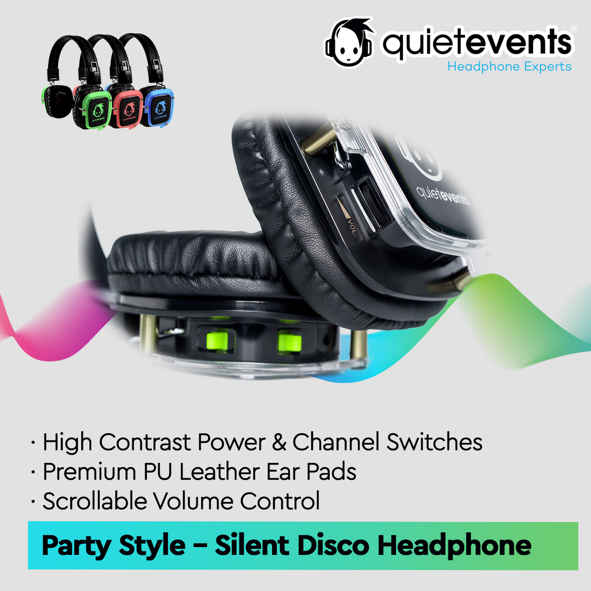 Silent Disco Headphone (P) - 3 CH Party