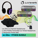 Fitness Bundle - 20 Headphones  + 3 Transmitters Silent Disco Bundle (10CH Ultra)(U)