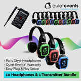 Party Bundle - 10 Headphones + 1 Transmitter Silent Disco Bundle (3CH Party)(P)