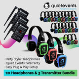 Party Bundle - 20 Headphones + 3 Transmitters Silent Disco Bundle (3CH Party)(P)