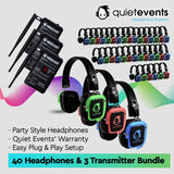 Party Bundle - 40 Headphones + 3 Transmitters Silent Disco Bundle (3CH Party)(P)