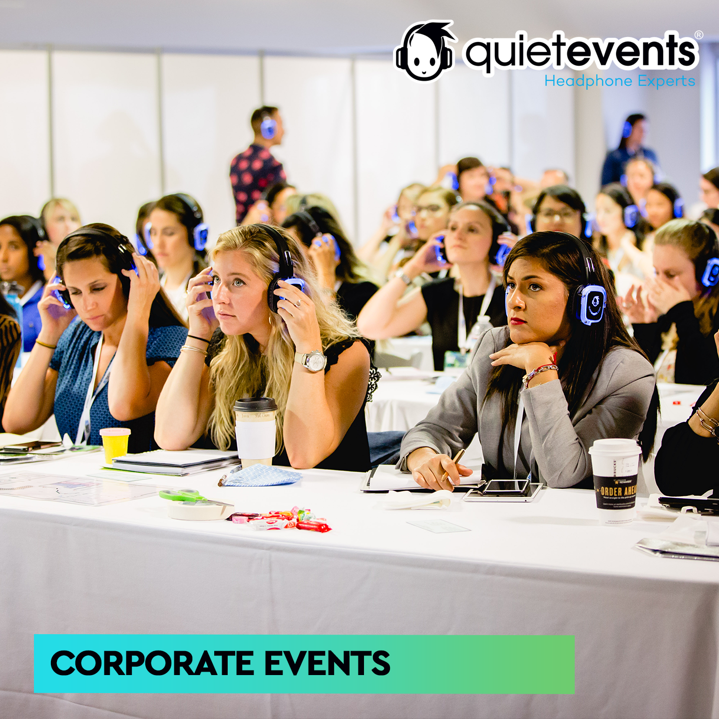 Conference & Meetings Bundle  - 100 Headphones  + 5 Transmitters Silent Disco Bundle (Ultra1 900 10CH)