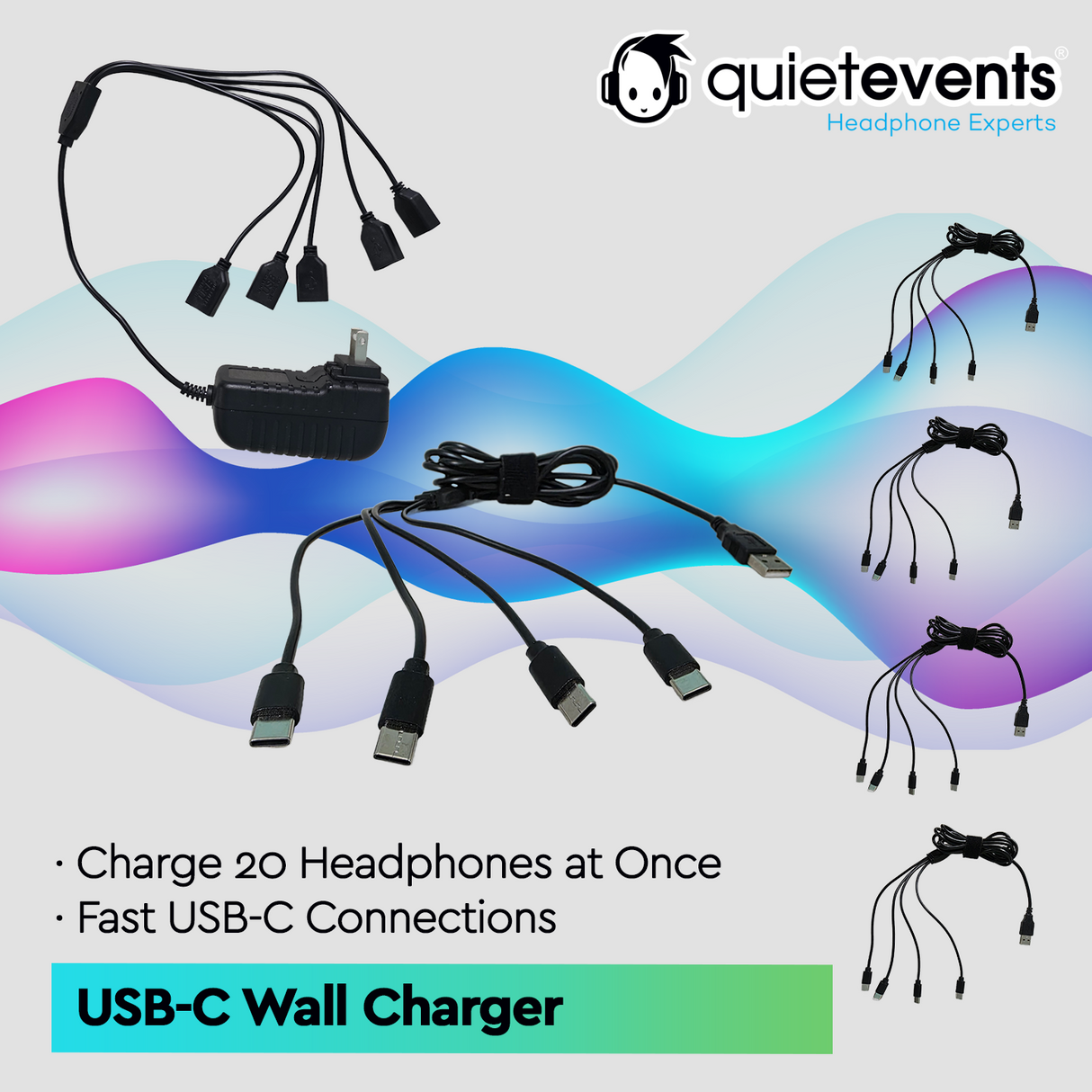 AC Wall to USB C (Fast Charging) - 20 Headphone Charging Set (U)(U2)