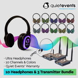 Conference & Meetings Bundle - 10 Headphones  + 3 Transmitters Silent Disco Bundle (10CH Ultra)(U)