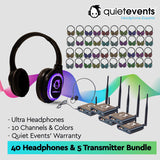 Conference & Meetings Bundle - 40 Headphones  + 5 Transmitters Silent Disco Bundle (10CH Ultra) (U)