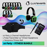 Fitness Bundle - 10 Headphones + 1 Transmitter Silent Disco Bundle (Pulse Party 3CH)