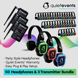 Pulse Party Bundle - 50 Headphones + 3 Transmitters Silent Disco Bundle (Pulse Party 3CH)