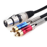 XLR Female to Dual RCA Male Y Splitter Patch Cable (5 ft) – 3-Pin XLR to 2 RCA Stereo Adapter for DJ Controllers, Mixers, Amplifiers, and Home Theater Audio Integration