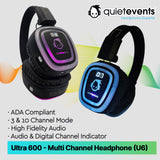 Silent Disco Headphone - 10 & 3 CH Ultra 600 - (ADA Compliant) (U6)