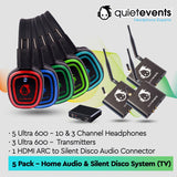 Wireless Home Audio & Silent Disco System (TV & Projectors) - 5 Pack