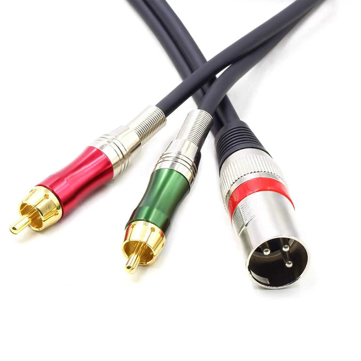 XLR Male to 2 x RCA Male Y Splitter Patch Cable (3.5 ft) – 3-Pin XLR to Dual RCA Stereo Audio Adapter for DJ Controllers, Mixers, Amplifiers, and Home Theater Equipment