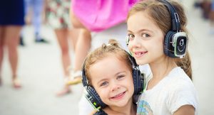 Enjoy the silent disco with your sister