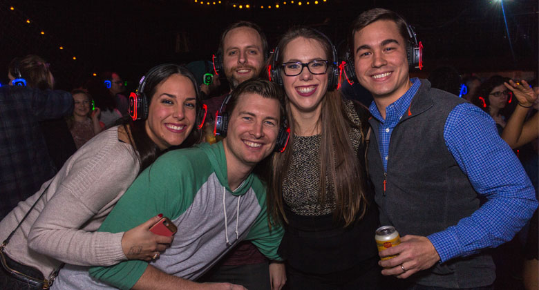 Austin silent disco party with headphones