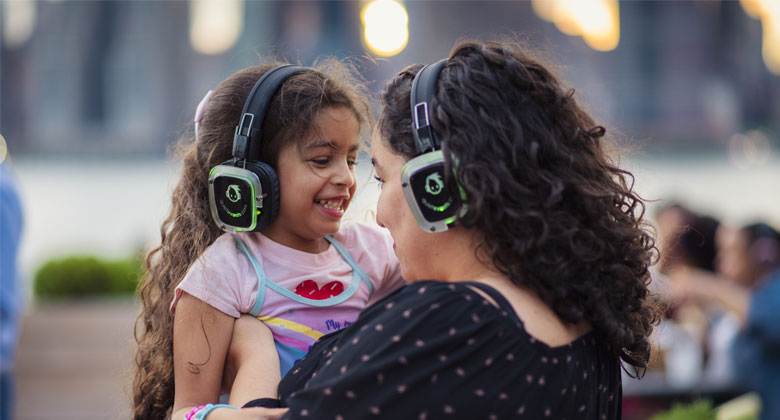 Party with your family with headphones
