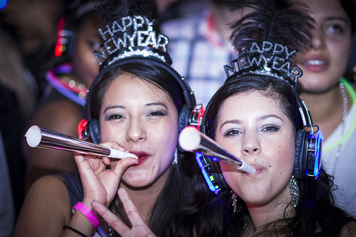 Two girls celebrating New year