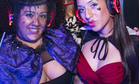 Two woman in Halloween costumes