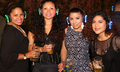 Four women at a silent disco in NYC
