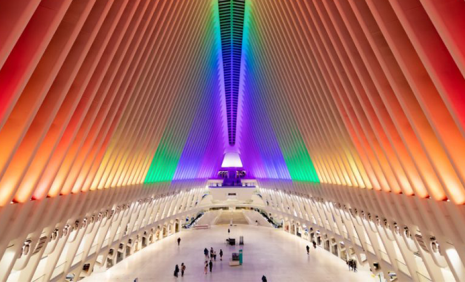 Pride silent disco at the Oculus in New York City